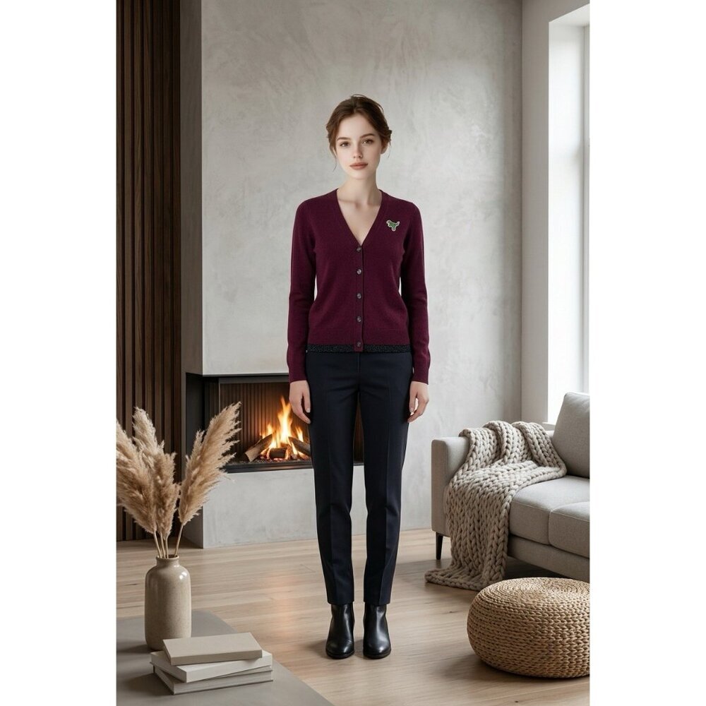 COACH‎ Rexy Patch Metallic Wool Cashmere Cardigan